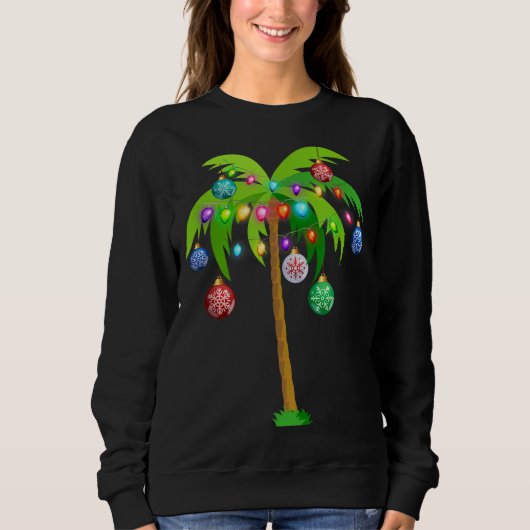 Christmas Lights Palm Tree Funny Hawaii Sweatshirt (Vorderseite)