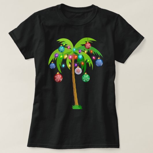 Christmas Lights Palm Tree Funny Hawaii T-Shirt (Design vorne)