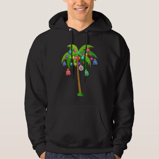 Christmas Lights Palm Tree Hawaii Beach Tropical Hoodie (Vorderseite)