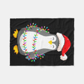 Christmas Lights Penguin Wearing Xmas Hat - Pengui Fleecedecke (Vorderseite (Horizontal))
