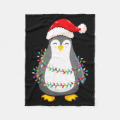 Christmas Lights Penguin Wearing Xmas Hat - Pengui Fleecedecke (Vorderseite)