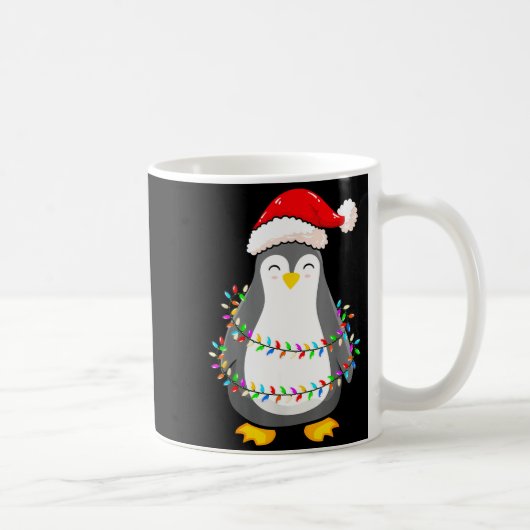 Christmas Lights Penguin Wearing Xmas Hat - Pengui Kaffeetasse (Rechts)