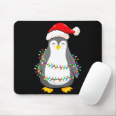 Christmas Lights Penguin Wearing Xmas Hat - Pengui Mousepad (Mit Mouse)
