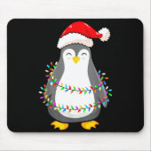 Christmas Lights Penguin Wearing Xmas Hat - Pengui Mousepad (Vorne)