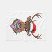 Christmas Lights Reindeer Santa Hat Cute Xmas Paja Fleecedecke (Vorderseite (Horizontal))