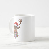 Christmas Lights Reindeer Santa Hat Cute Xmas Paja Kaffeetasse (Vorderseite Links)