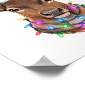 Christmas Lights Reindeer Santa Hat Cute Xmas Paja Poster (Ecke)