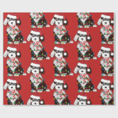 Christmas Lights Sheepadoodle Red Geschenkpapier (Flach)
