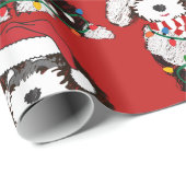 Christmas Lights Sheepadoodle Red Geschenkpapier (Rolleneckpunkt)