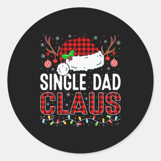 Christmas Lights Single Dad Claus Family Matching Runder Aufkleber (Vorderseite)