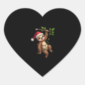 Christmas Lights Sloth Tragend Xmas Hat - Sloth Lo Herz-Aufkleber (Vorderseite)