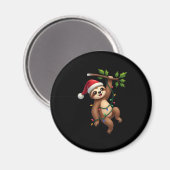 Christmas Lights Sloth Tragend Xmas Hat - Sloth Lo Magnet (Vorderseite/Rückseite)