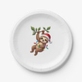 Christmas Lights Sloth Tragend Xmas Hat - Sloth Lo Pappteller (Vorderseite)