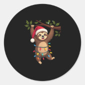 Christmas Lights Sloth Tragend Xmas Hat - Sloth Lo Runder Aufkleber (Vorderseite)