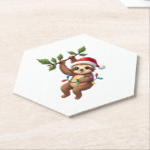 Christmas Lights Sloth Tragend Xmas Hat - Sloth Lo Untersetzer (angewinkelt)