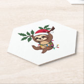 Christmas Lights Sloth Tragend Xmas Hat - Sloth Lo Untersetzer (angewinkelt)
