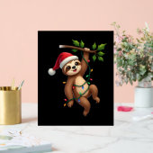 Christmas Lights Sloth Wearing Xmas Hat - Sloth Lo Acrylschild (Hochzeit)