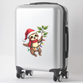 Christmas Lights Sloth Wearing Xmas Hat - Sloth Lo Aufkleber (Koffer)
