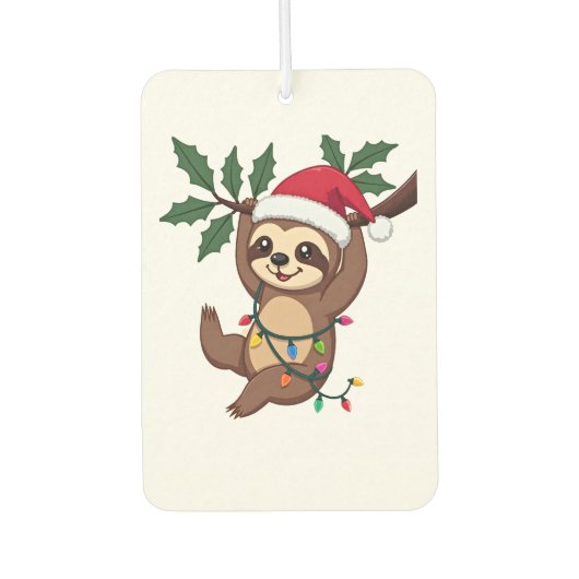 Christmas Lights Sloth Wearing Xmas Hat - Sloth Lo Autolufterfrischer (Vorderseite)