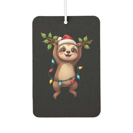 Christmas Lights Sloth Wearing Xmas Hat - Sloth Lo Autolufterfrischer (Vorderseite)