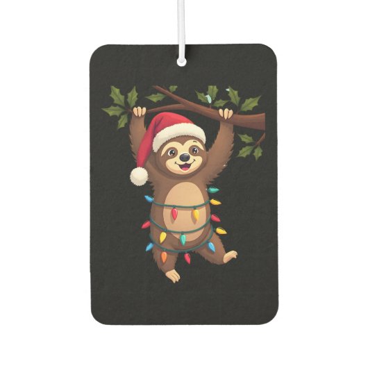 Christmas Lights Sloth Wearing Xmas Hat - Sloth Lo Autolufterfrischer (Vorderseite)