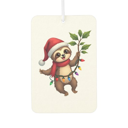 Christmas Lights Sloth Wearing Xmas Hat - Sloth Lo Autolufterfrischer (Vorderseite)