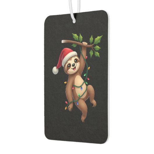 Christmas Lights Sloth Wearing Xmas Hat - Sloth Lo Autolufterfrischer (Links)