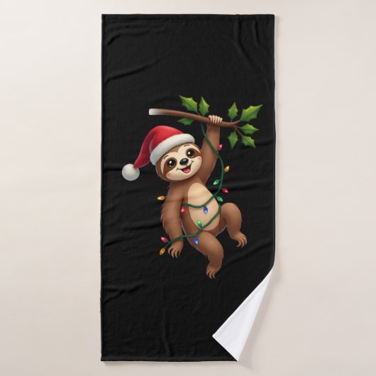 Christmas Lights Sloth Wearing Xmas Hat - Sloth Lo Badehandtuch (Badehandtuch)