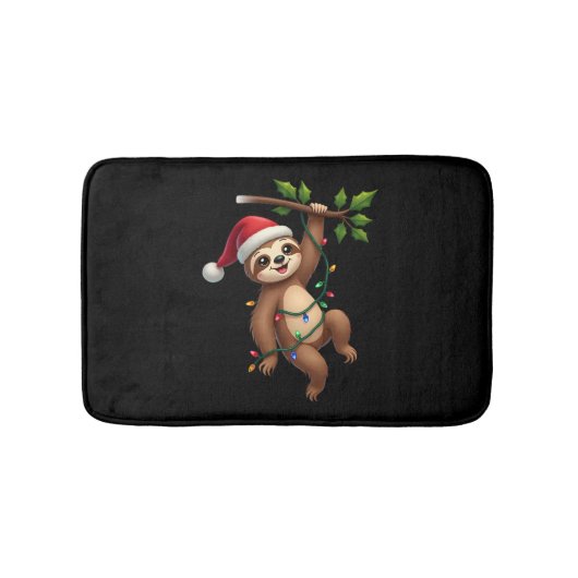 Christmas Lights Sloth Wearing Xmas Hat - Sloth Lo Badematte (Vorderseite)