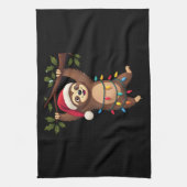 Christmas Lights Sloth Wearing Xmas Hat - Sloth Lo Geschirrtuch (Vertikal)