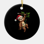 Christmas Lights Sloth Wearing Xmas Hat - Sloth Lo Keramik Ornament (Vorne)