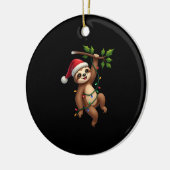 Christmas Lights Sloth Wearing Xmas Hat - Sloth Lo Keramik Ornament (Links)