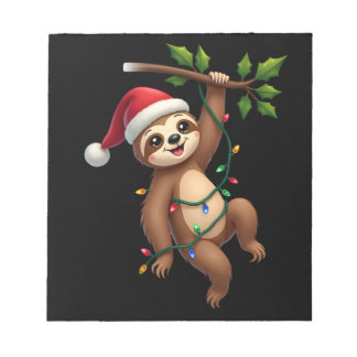 Christmas Lights Sloth Wearing Xmas Hat - Sloth Lo Notizblock
