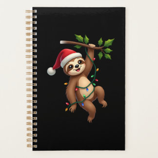 Christmas Lights Sloth Wearing Xmas Hat - Sloth Lo Planer