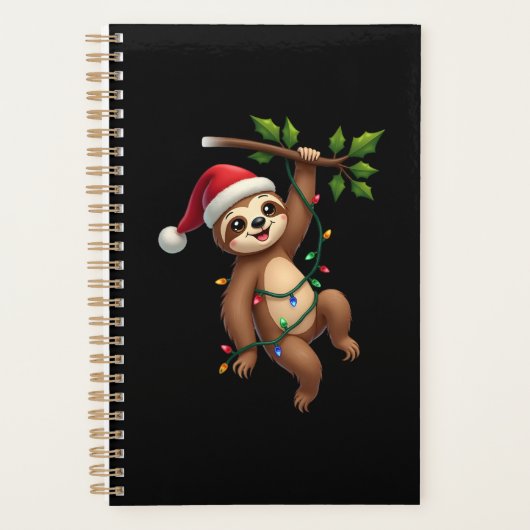 Christmas Lights Sloth Wearing Xmas Hat - Sloth Lo Planer (Vorderseite)