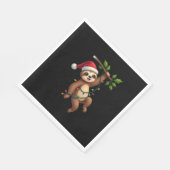 Christmas Lights Sloth Wearing Xmas Hat - Sloth Lo Serviette (Ecke)