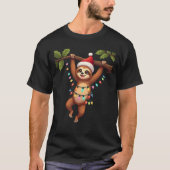 Christmas Lights Sloth Wearing Xmas Hat - Sloth Lo T-Shirt (Vorderseite)