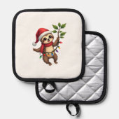 Christmas Lights Sloth Wearing Xmas Hat - Sloth Lo Topflappen (Vorderseite/Rückseite)