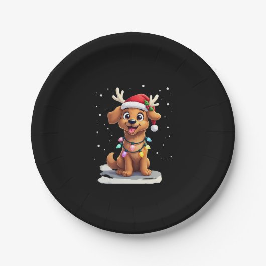 Christmas Lights Soft Coated Wheaten Terrier Dog T Pappteller (Vorderseite)