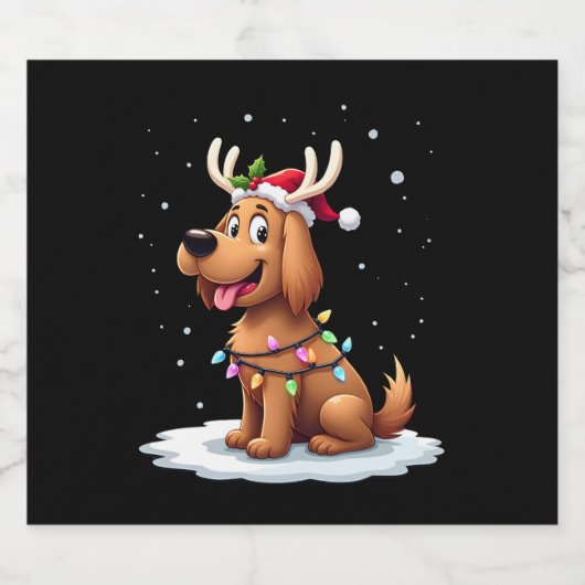 Christmas Lights Soft Coated Wheaten Terrier Dog T Schaumweinetikett (Einzelnes Label)