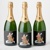 Christmas Lights Soft Coated Wheaten Terrier Dog T Schaumweinetikett (Flaschen)