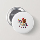 Christmas Lights Squirrel Riding Unicorn T-Shirt ( Button (Vorne & Hinten)