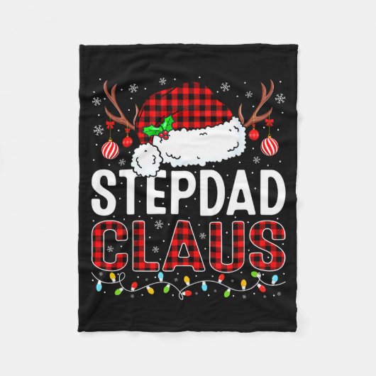 Christmas Lights Stepdad Claus Family Matching Xma Fleecedecke (Vorderseite)