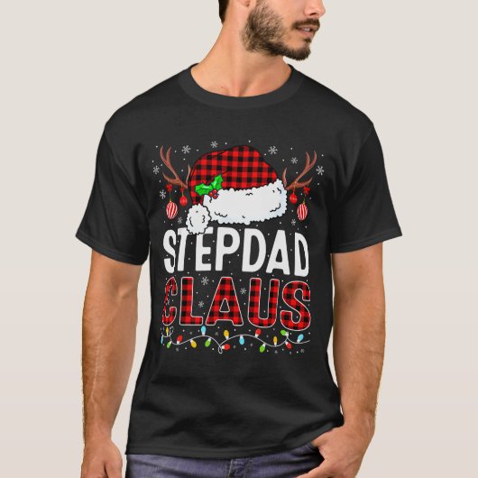 Christmas Lights Stepdad Claus Family Matching Xma T-Shirt (Vorderseite)