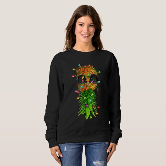 Christmas Lights Upside Down Pineapple Swinger Xma Sweatshirt (Vorne ganz)