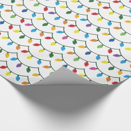 Christmas Lights WHITE GIFT WRAP Geschenkpapier (Ecke)