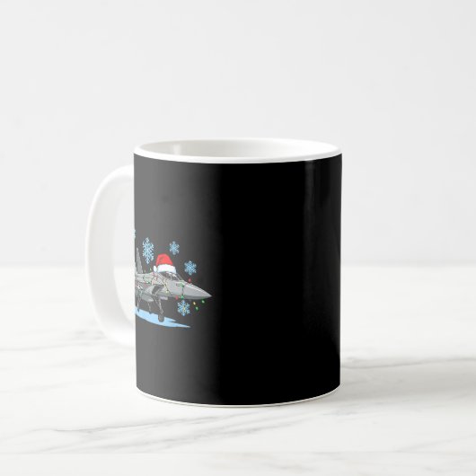 Christmas Lights Wrapped On Cute Kids Fighter Jet Kaffeetasse (Vorderseite Links)