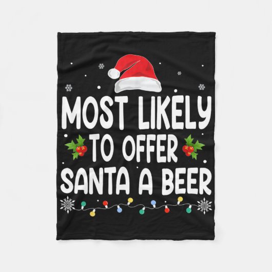 Christmas Likely Offer Santa A Beer Funny Drinking Fleecedecke (Vorderseite)