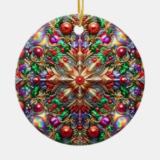 CHRISTMAS Lila Gelb Rot Grün 3D Keramik Ornament (Vorne)