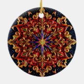CHRISTMAS Lila-Gelb-Rot-Grün-3D-Star ~ Keramik Ornament (Hinten)